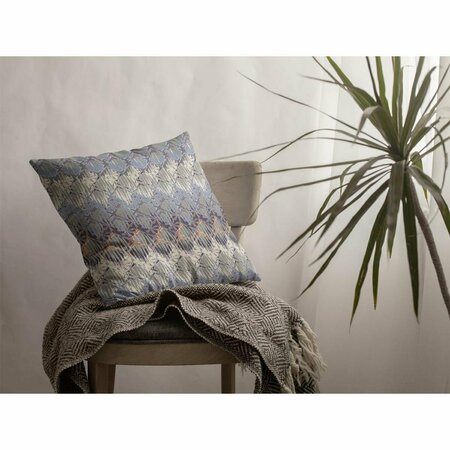 PALACEDESIGNS 16 in. Blue & Gray Hatch Indoor & Outdoor Zippered Throw Pillow Muted Purple PA3089631